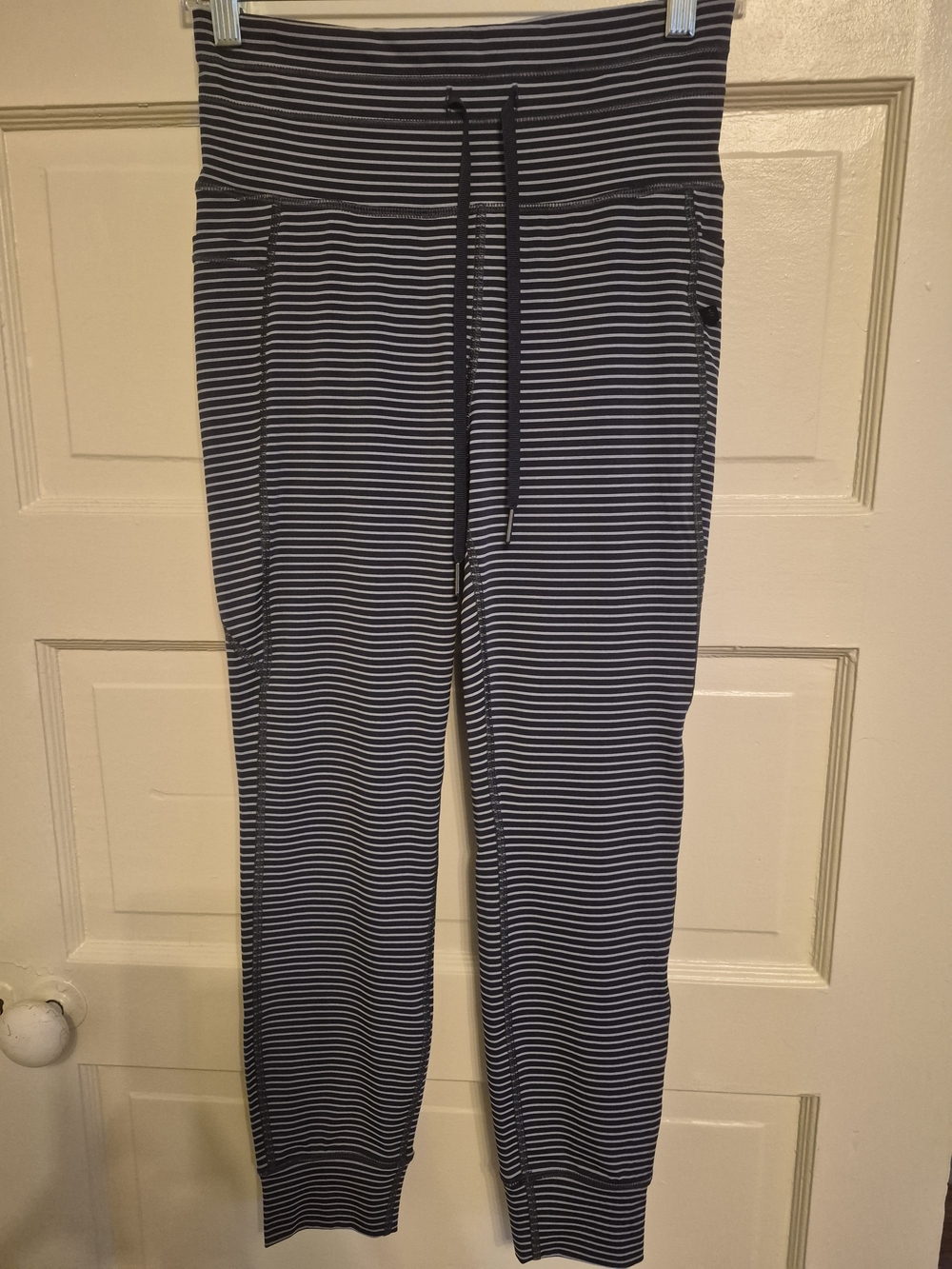 HALARA Navy & White Striped Drawstring Leggings